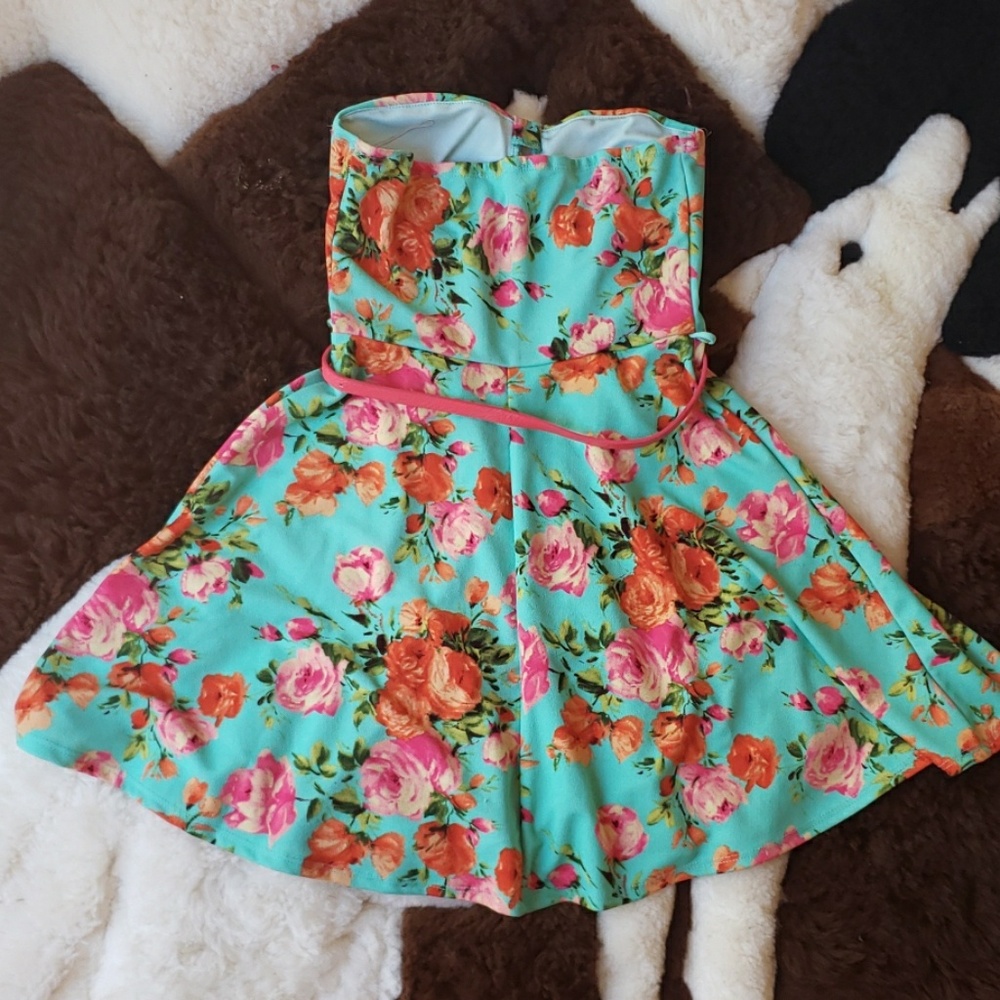 ALT.B STRIPLESS FLORAL MINI DRESS - Picture 4 of 5
